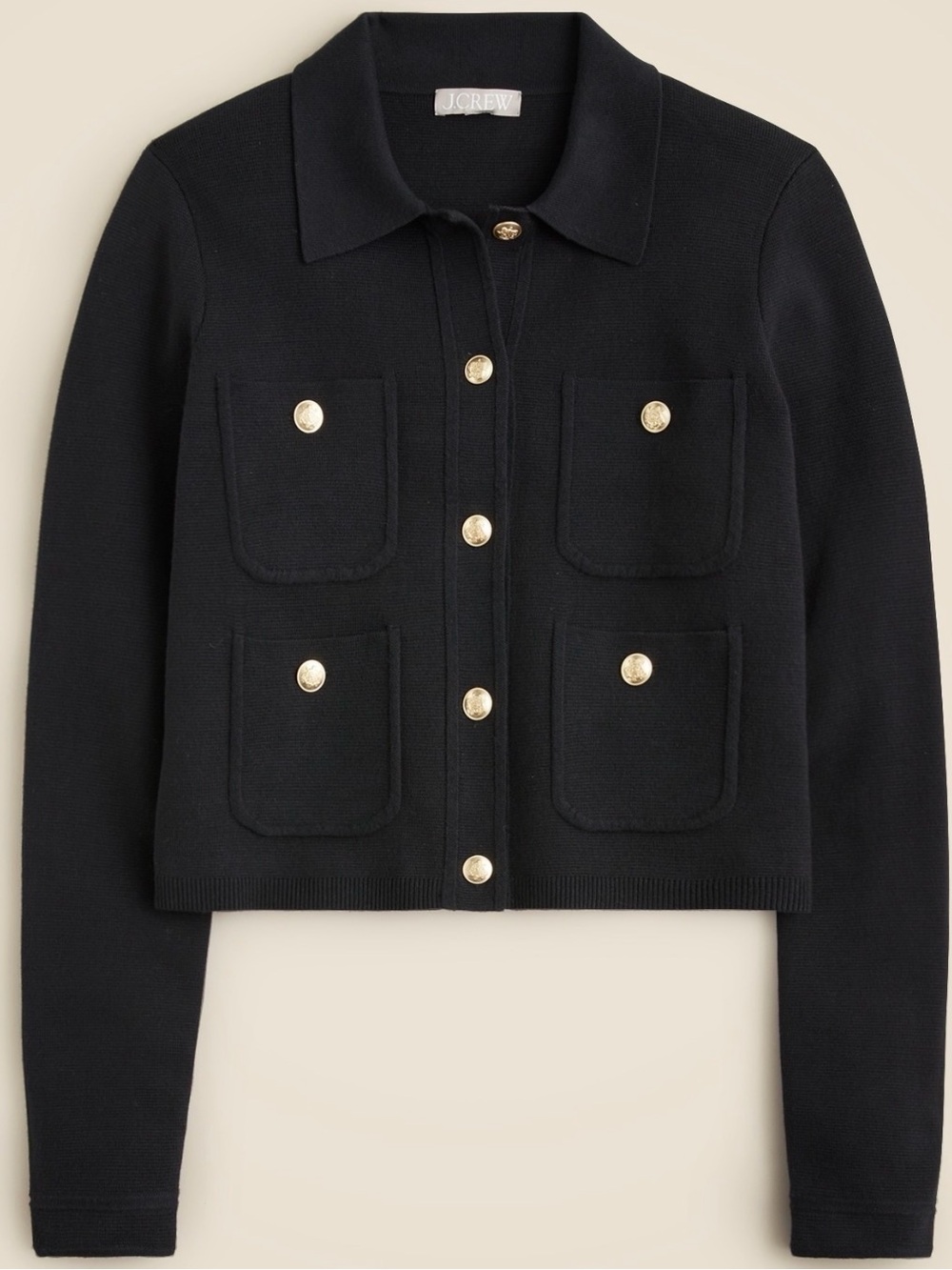 J.Crew Lady Sweater Jacket with Patch Pockets Black XXL Cotton